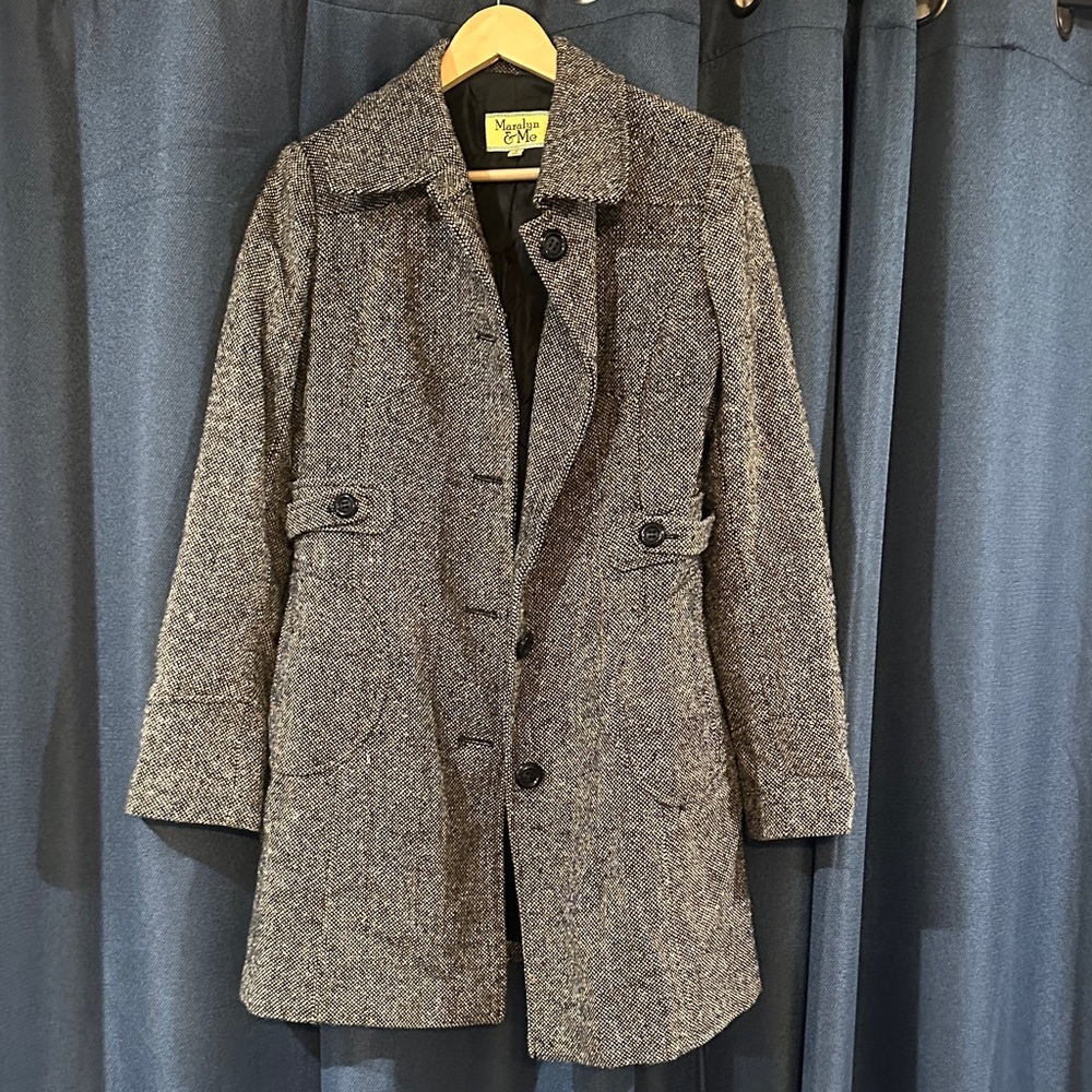 Marks & Spencer Black Tweed Trench Coat